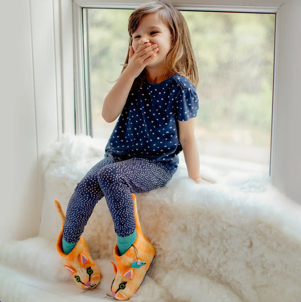 Kids Ginger Cat Slippers