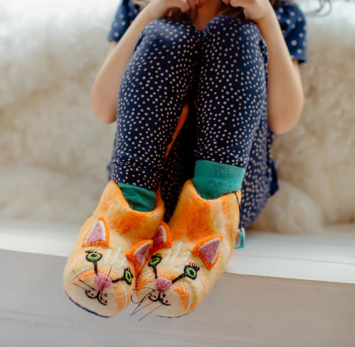 Kids Ginger Cat Slippers