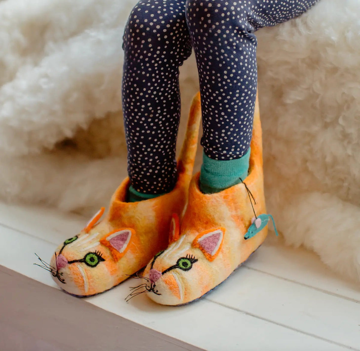 Kids Ginger Cat Slippers